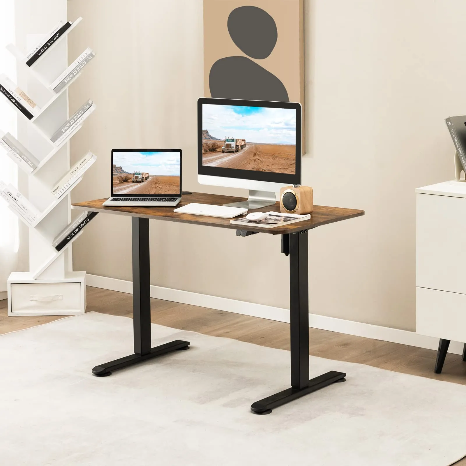 Tangkula Electric Standing Desk, Ergonomic Height Adjustable Sit Stand Desk