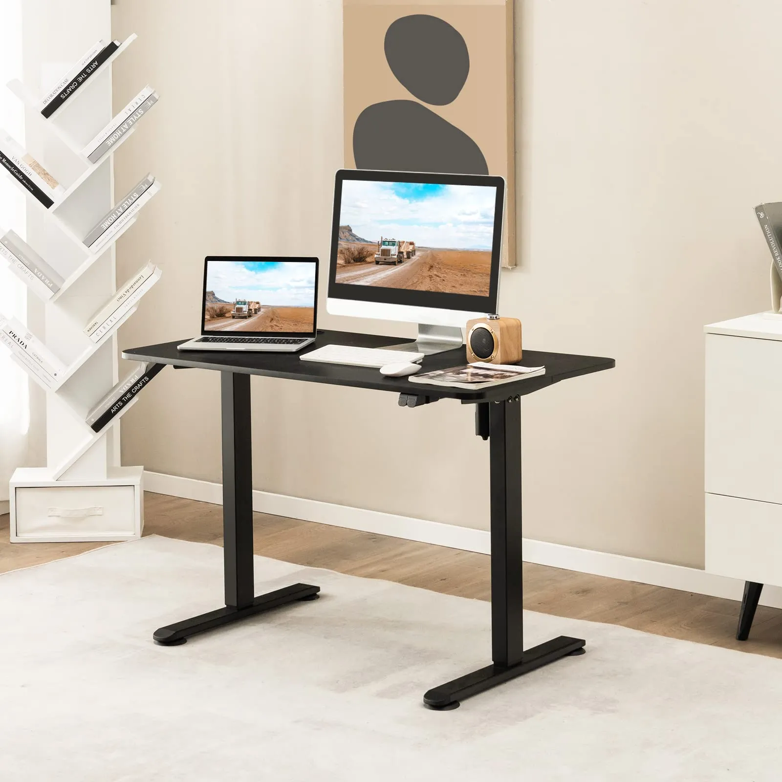 Tangkula Electric Standing Desk, Ergonomic Height Adjustable Sit Stand Desk