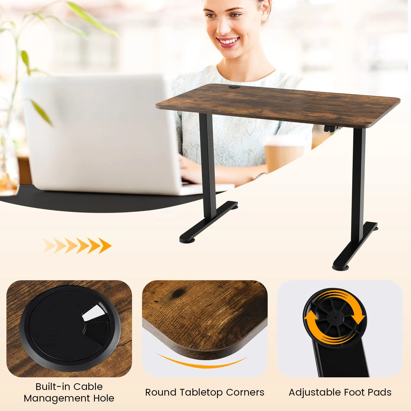 Tangkula Electric Standing Desk, Ergonomic Height Adjustable Sit Stand Desk