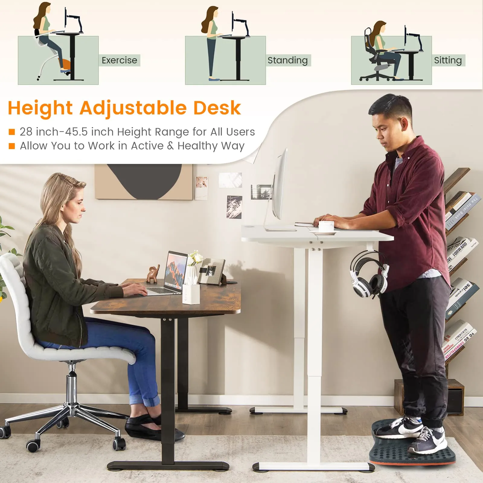 Tangkula Electric Standing Desk, Ergonomic Height Adjustable Sit Stand Desk