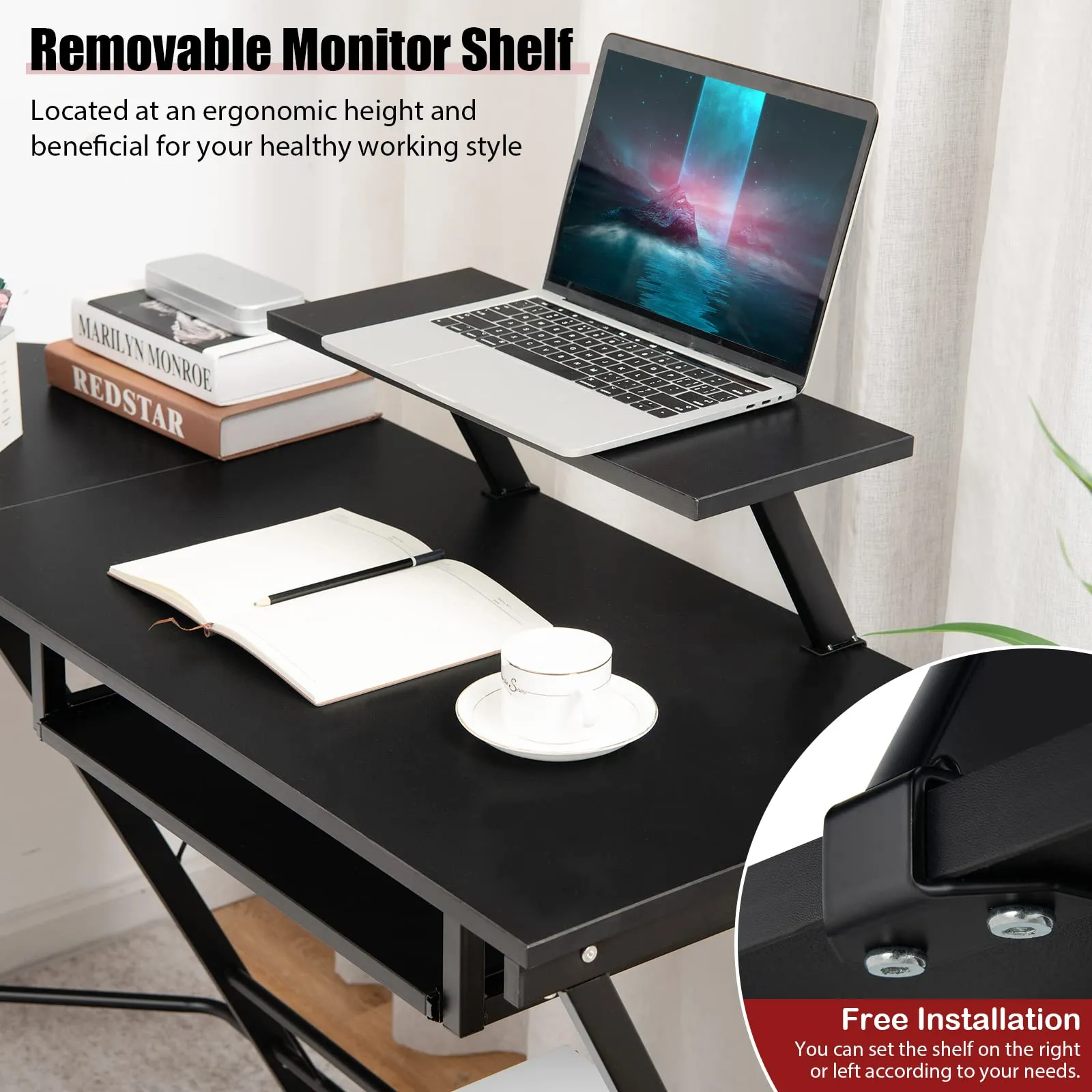 Tangkula L-Shaped Computer Desk, Home Office Corner Workstation