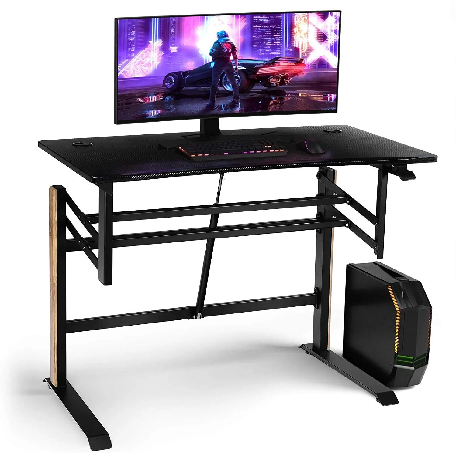 Tangkula Pneumatic Height Adjustable Gaming Desk