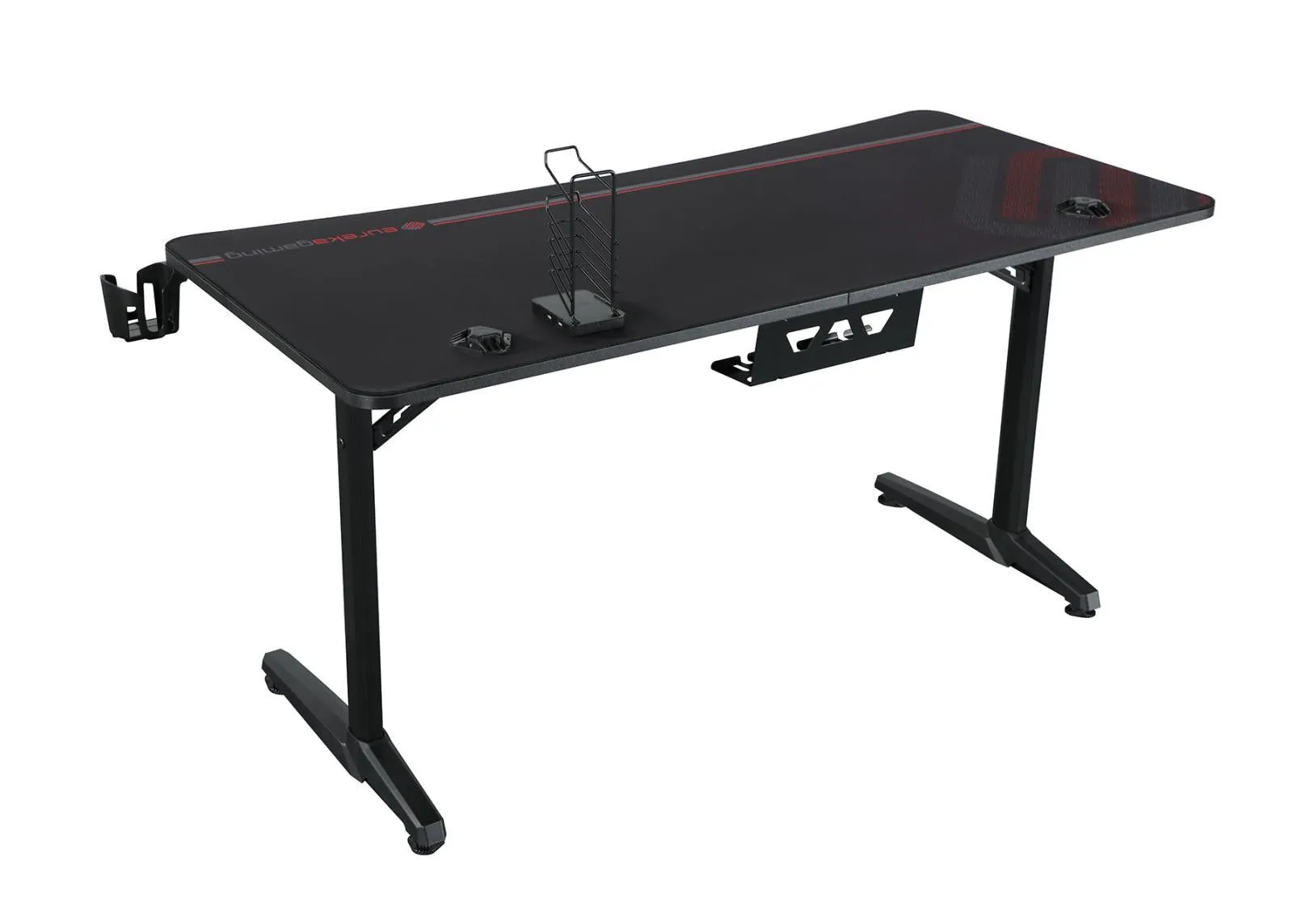 Tarnov Rectangular Metal Gaming Desk with USB Ports Black