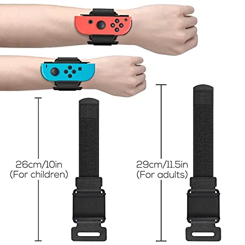 Wrist Bands Compatible with Just Dance 2023 2022 2021 Switch, YUANHOT Adjustable Elastic Dance Straps Compatible with Switch & Switch OLED Controllers, 2 Pack for Kids and Adults - Black