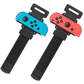 Wrist Bands Compatible with Just Dance 2023 2022 2021 Switch, YUANHOT Adjustable Elastic Dance Straps Compatible with Switch & Switch OLED Controllers, 2 Pack for Kids and Adults - Black