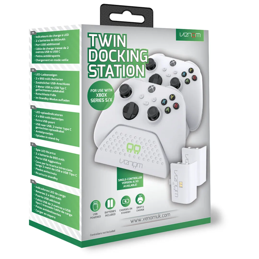 Xbox Series X / S Twin Charging Dock with Rechargeable Battery Packs - White